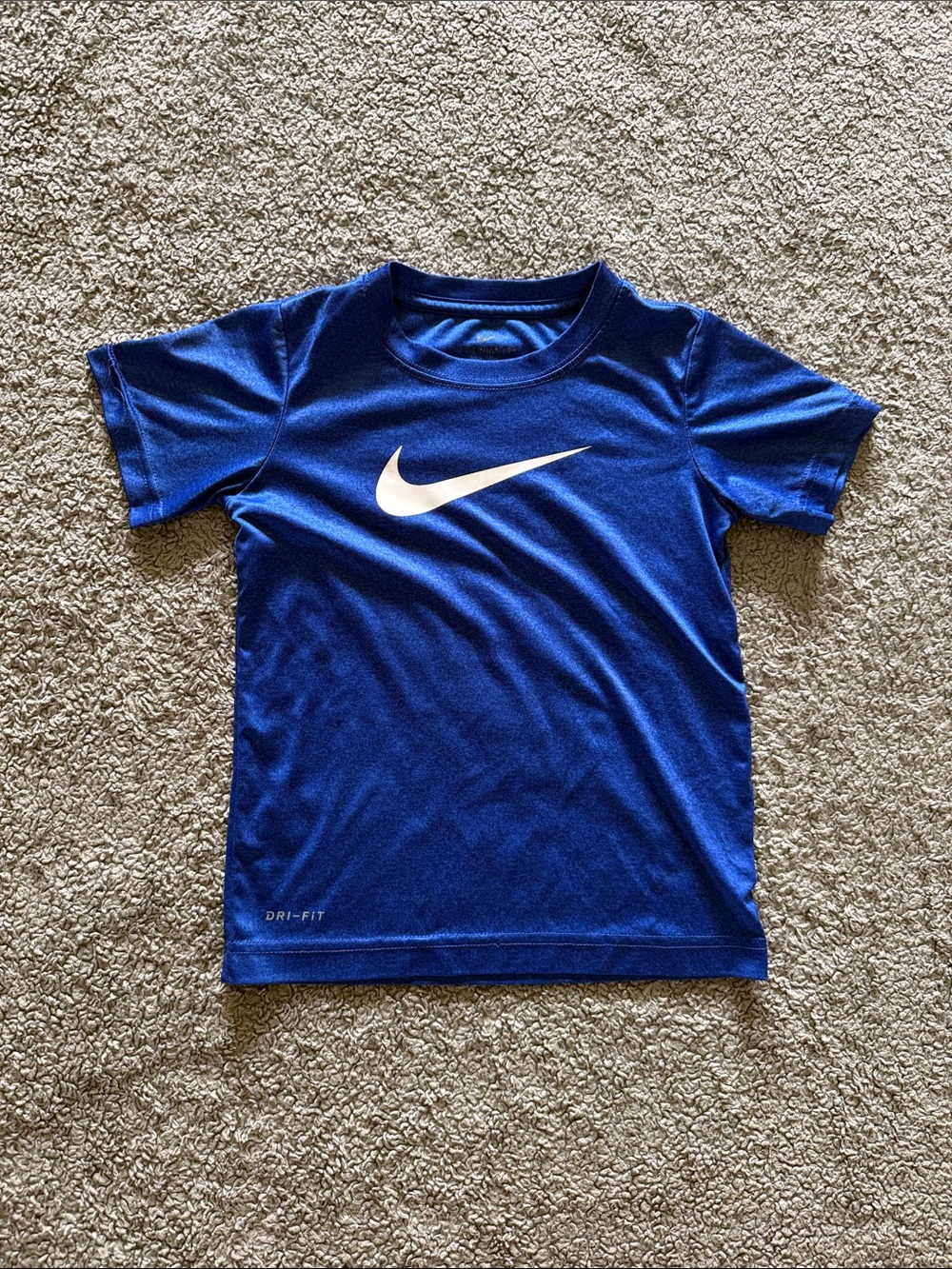 Nike Kids Blue Short Sleeve Dri-FIT Tee with White Swoosh